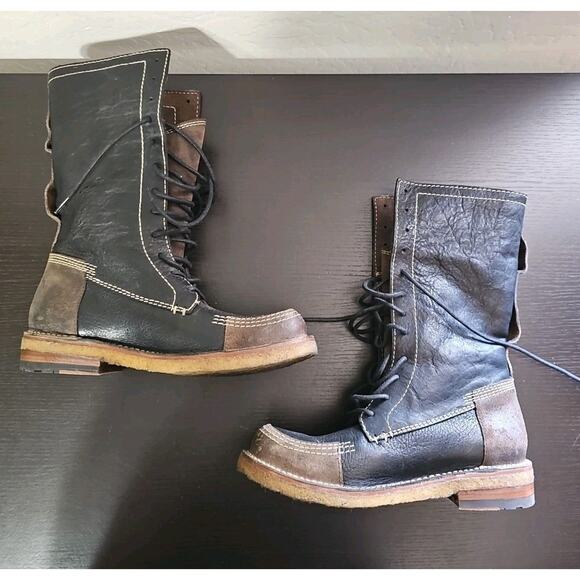 Frye Owen Fold Over COMBAT BOOTS Leather & Suede Womens Size 6 B - Picture 6 of 8